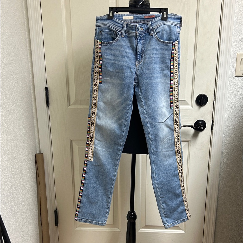 Pilcro Slim Boyfriend Crop Jeans Size  27 Anthropologie Patchwork, L 39”, EUC